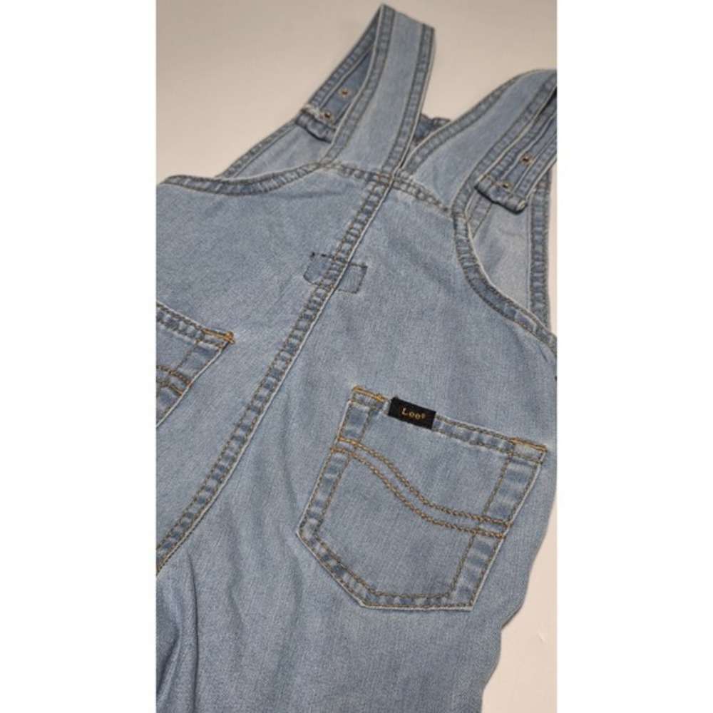 Toddler Lee Vintage Look Shortalls Denim Cotton Blend Size 2T Light Blue Unisex - Picture 8 of 9